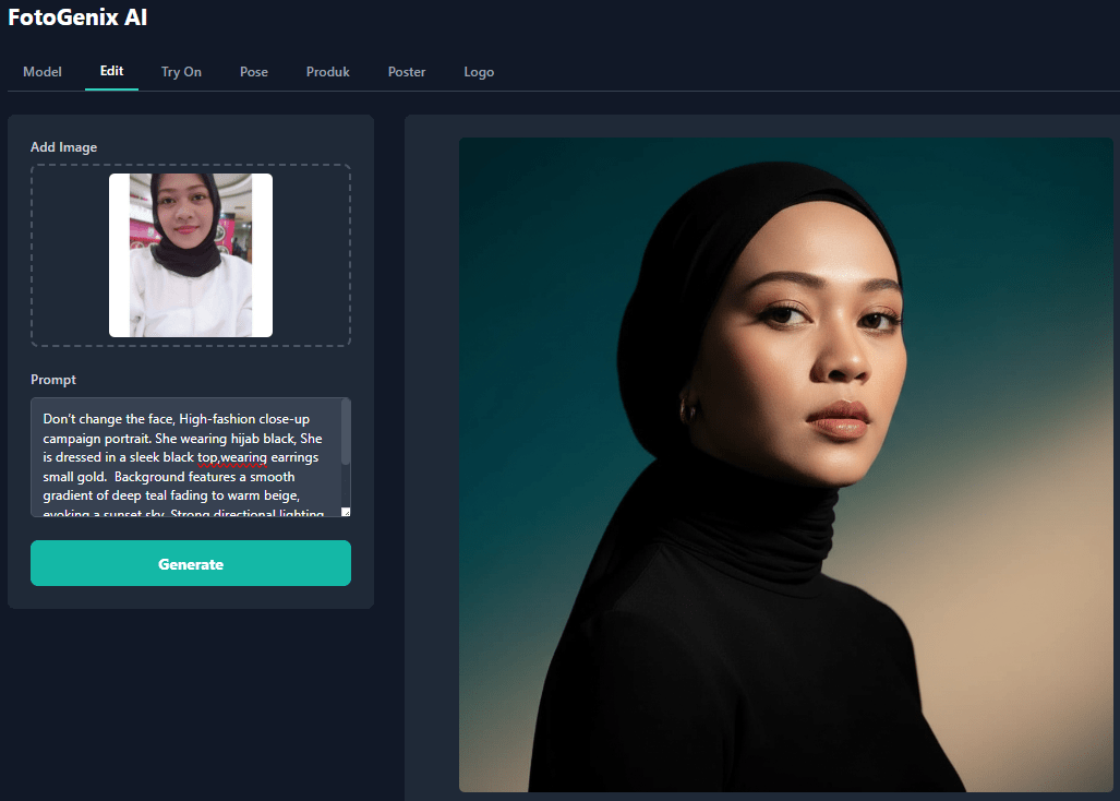 Edit Wajah Fotogenik